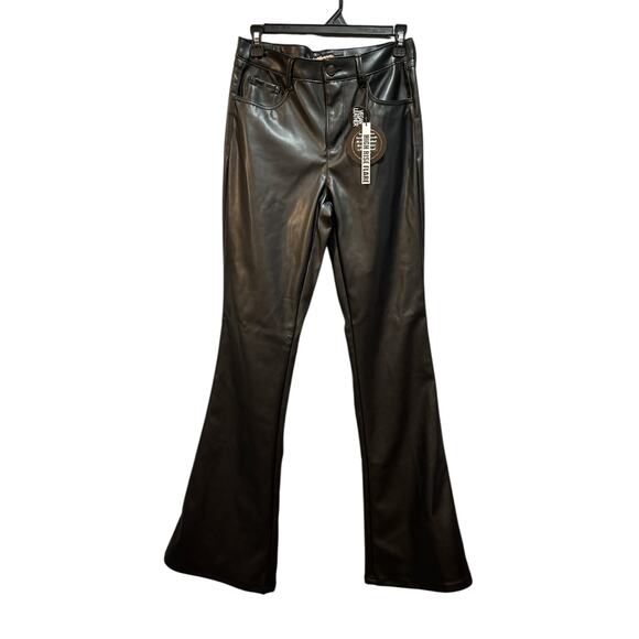 Dollhouse vegan leather high rise flare Jackie style women’s pants size 7/8 - Picture 1 of 12